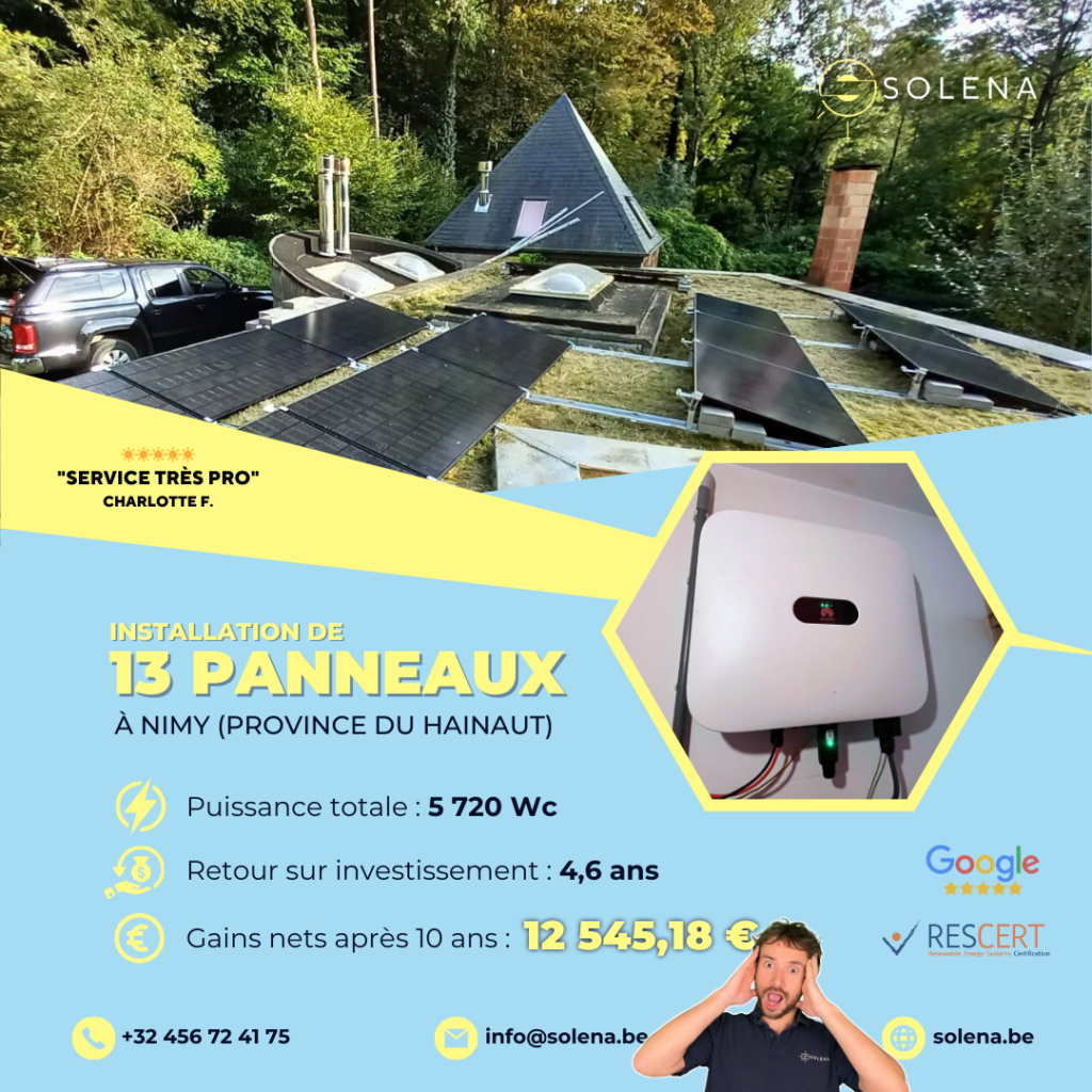 Installation panneaux solaires photovoltaique hainaut Nimy, Mons