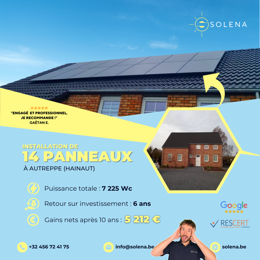 Installation panneaux solaires photovoltaique Hainaut Autreppe